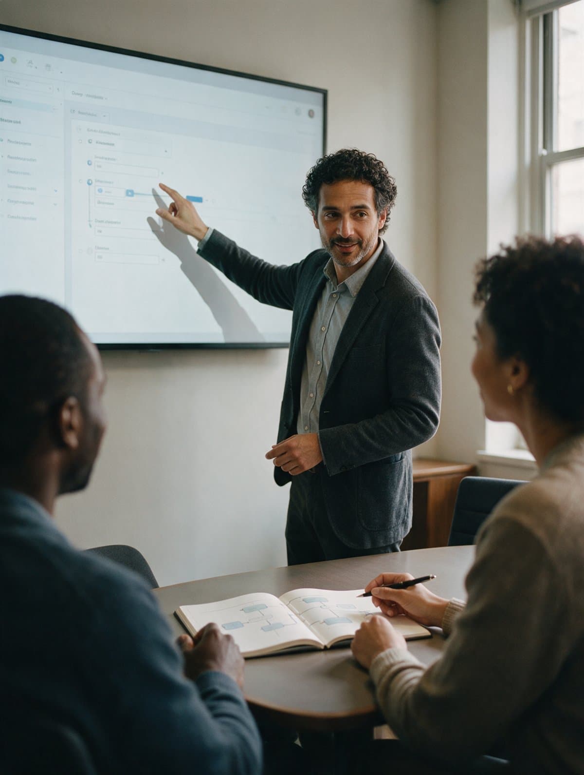 An ERP consultant walking users through a configuration screen