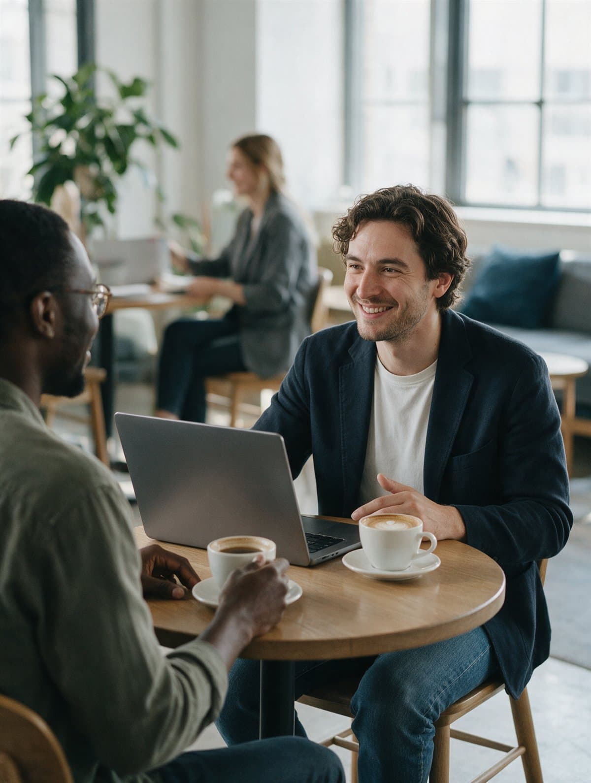 An account manager in a review meeting with a client